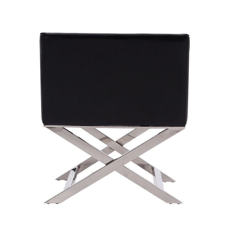 Eden Home Contemporary Faux Leather Accent Lounge Chair in Black