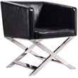 Eden Home Contemporary Faux Leather Accent Lounge Chair in Black