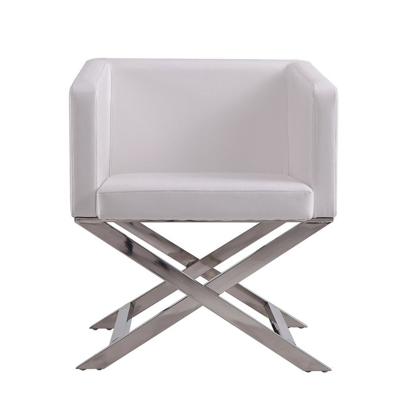 Eden Home Contemporary Faux Leather Accent Lounge Chair in White