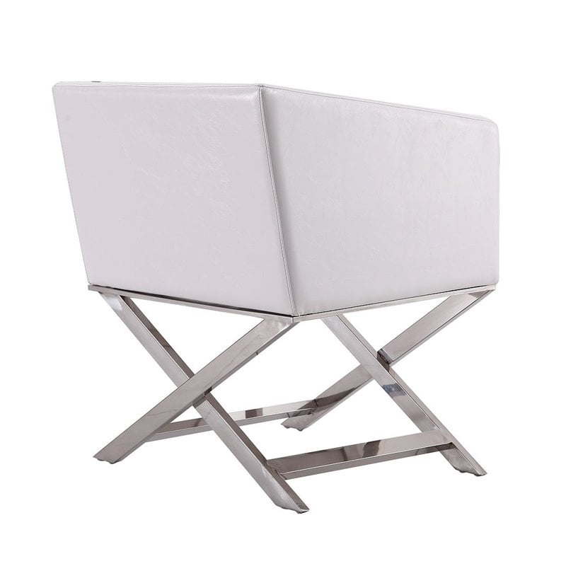 Eden Home Contemporary Faux Leather Accent Lounge Chair in White