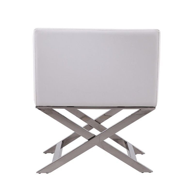 Eden Home Contemporary Faux Leather Accent Lounge Chair in White