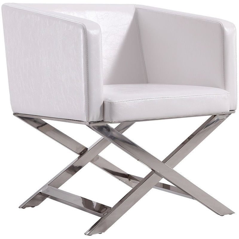 Eden Home Contemporary Faux Leather Accent Lounge Chair in White