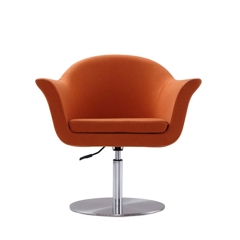 Eden Home Adjustable Height Fabric Swivel Accent Chair in Orange
