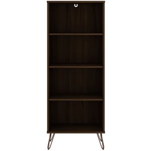 eden home modern wood bookcase with 4 shelves in brown