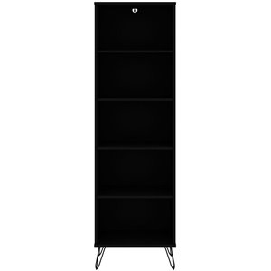 eden home modern wood bookcase with 5 shelves in black