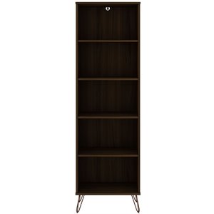 eden home modern wood bookcase with 5 shelves in brown