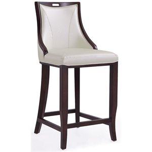 Eden Home 27&quot Contemporary Faux Leather Counter Stool in White/Walnut