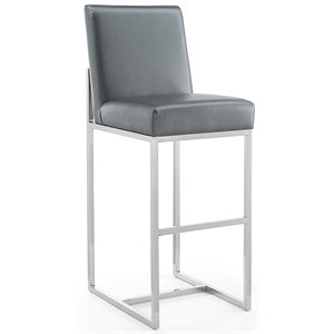 Eden Home 29.53&quot Contemporary Faux Leather Barstool in Graphite Gray