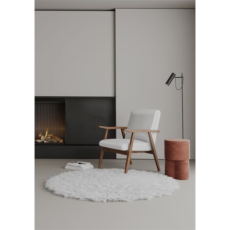 Eden Home Contemporary Faux Leather Accent Chair in White/Amber