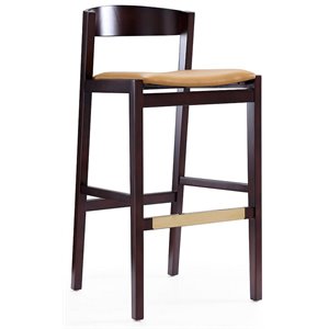 Eden Home 30.5&quot Contemporary Faux Leather Barstool in Camel Brown/Dark Walnut