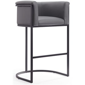 Eden Home 39.5&quot Contemporary Faux Leather Barstool in Gray/Black