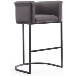 Eden Home 39.5&quot Contemporary Faux Leather Barstool in Pebble