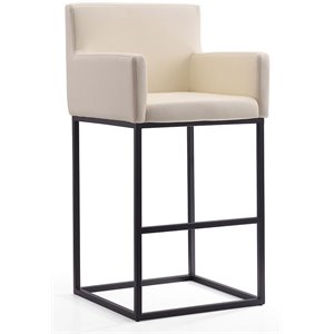 Eden Home 30&quot Contemporary Faux Leather Barstool in Cream/Black
