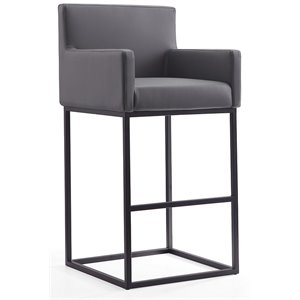 Eden Home 30&quot Contemporary Faux Leather Barstool in Gray/Gold/Black