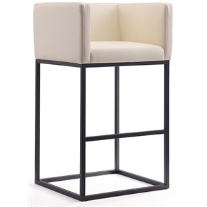 Eden Home 29&quot Contemporary Faux Leather Barstool in Cream/Black