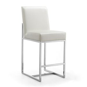 Eden Home 24.8&quot Contemporary Faux Leather Counter Stool in White