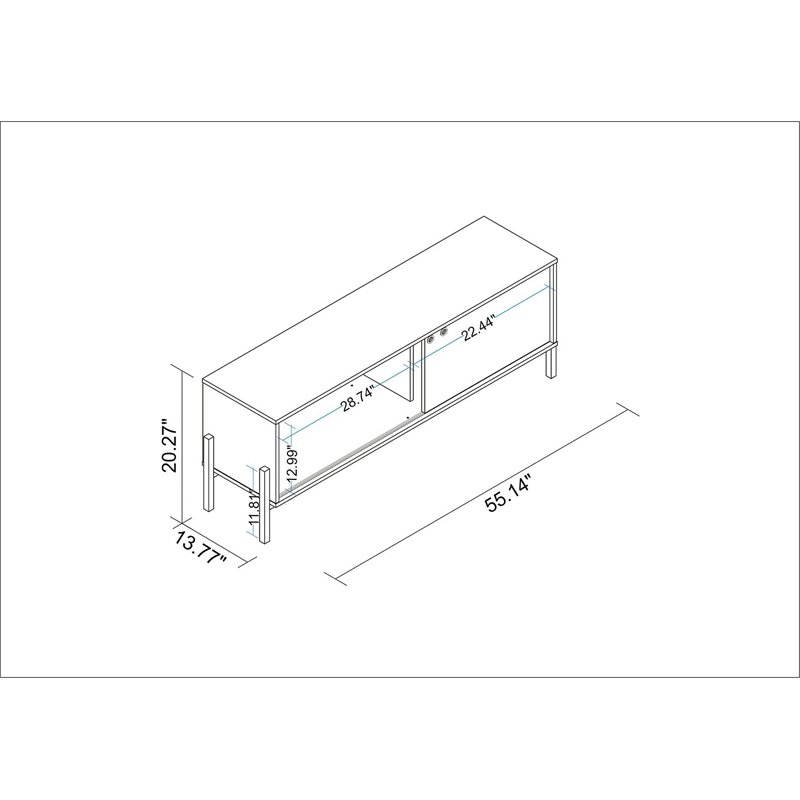 Eden Home 2 Shelves Mid-Century Wood TV Stand for TVs up to 50