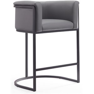 Eden Home 25.5&quot Contemporary Faux Leather Counter Stool in Gray/Black