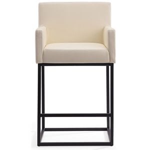 Eden Home 26&quot Contemporary Faux Leather Counter Stool in Cream/Black