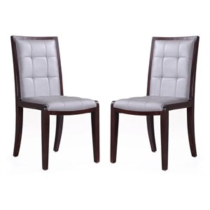Eden Home 18.1&quot Upholstered Faux Leather Dining Chair in Silver (Set of 2)