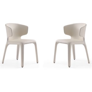 Eden Home 17.3&quot Contemporary Faux Leather Dining Chair in Cream (Set of 2)