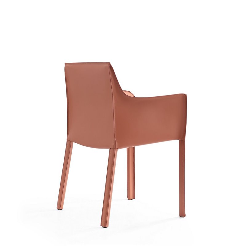 Eden Home Contemporary Faux Leather & Metal Armchair in Clay Pink