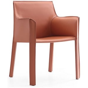 Eden Home Contemporary Faux Leather & Metal Armchair in Clay Pink