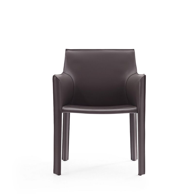 Eden Home Contemporary Faux Leather & Metal Armchair in Gray