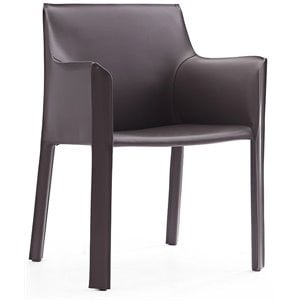 Eden Home Contemporary Faux Leather & Metal Armchair in Gray