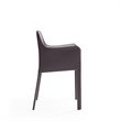 Eden Home Contemporary Saddle Leather & Metal Arm Chair in Gray