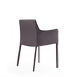 Eden Home Contemporary Saddle Leather & Metal Arm Chair in Gray