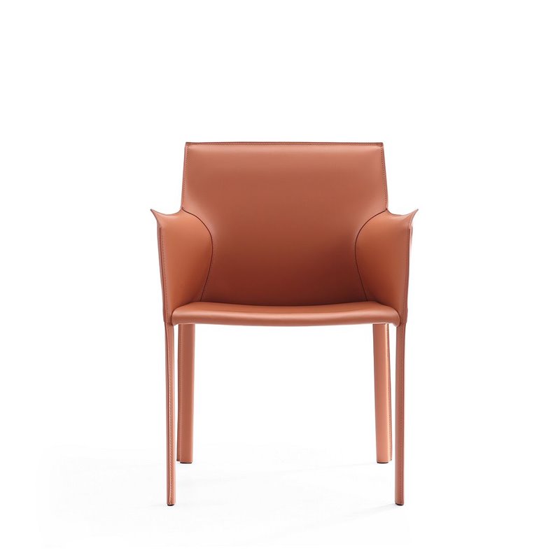 Eden Home Contemporary Leather & Metal Arm Chair in Clay Pink