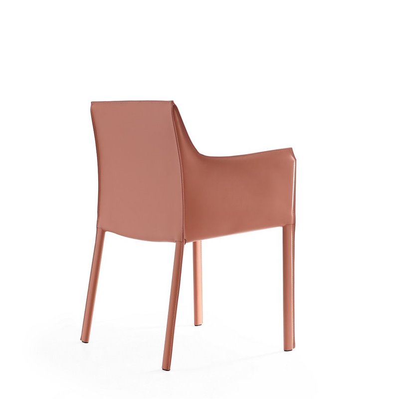 Eden Home Contemporary Leather & Metal Arm Chair in Clay Pink