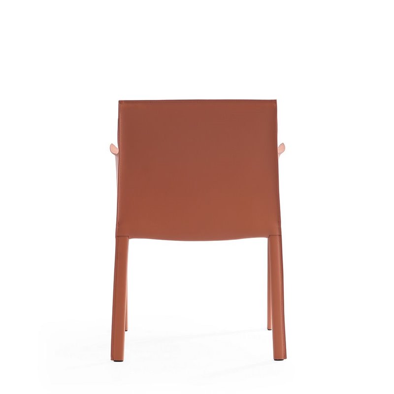 Eden Home Contemporary Leather & Metal Arm Chair in Clay Pink