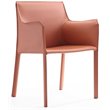 Eden Home Contemporary Leather & Metal Arm Chair in Clay Pink