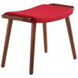 Eden Home Contemporary Linen Fabric & Wood Ottoman in Red/Antique Walnut