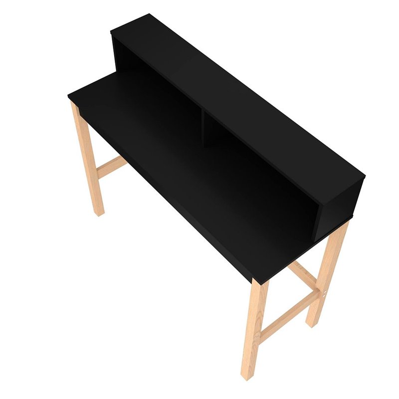 Eden Home Mid-Century Solid Wood & Melamine Desk in Black/Oak