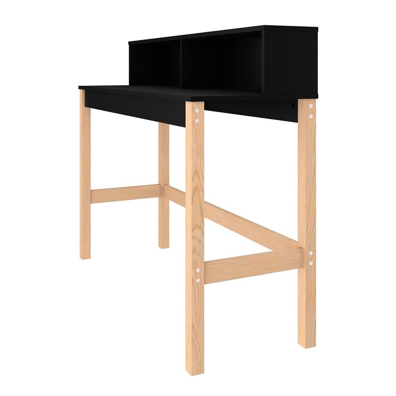 Eden Home Mid-Century Solid Wood & Melamine Desk in Black/Oak