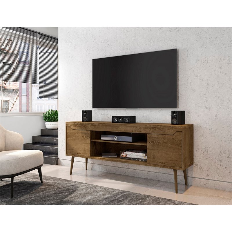 Eden Home 4 Shelves Mid-Century Wood TV Stand for TVs up to 60