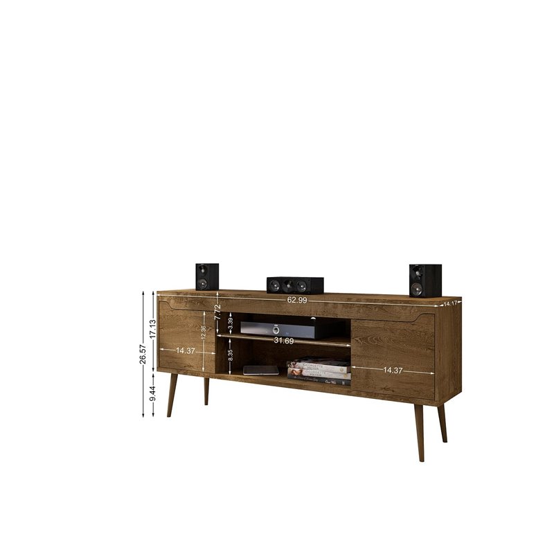 Eden Home 4 Shelves Mid-Century Wood TV Stand for TVs up to 60