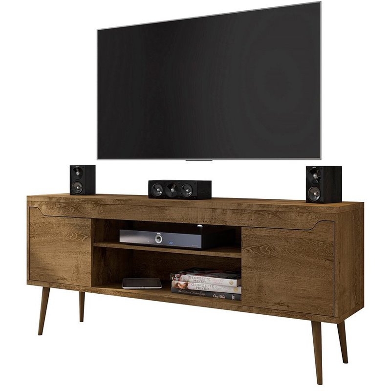 Eden Home 4 Shelves Mid-Century Wood TV Stand for TVs up to 60