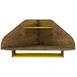 Eden Home Wood Floating Corner Desk in Rustic Brown and Yellow