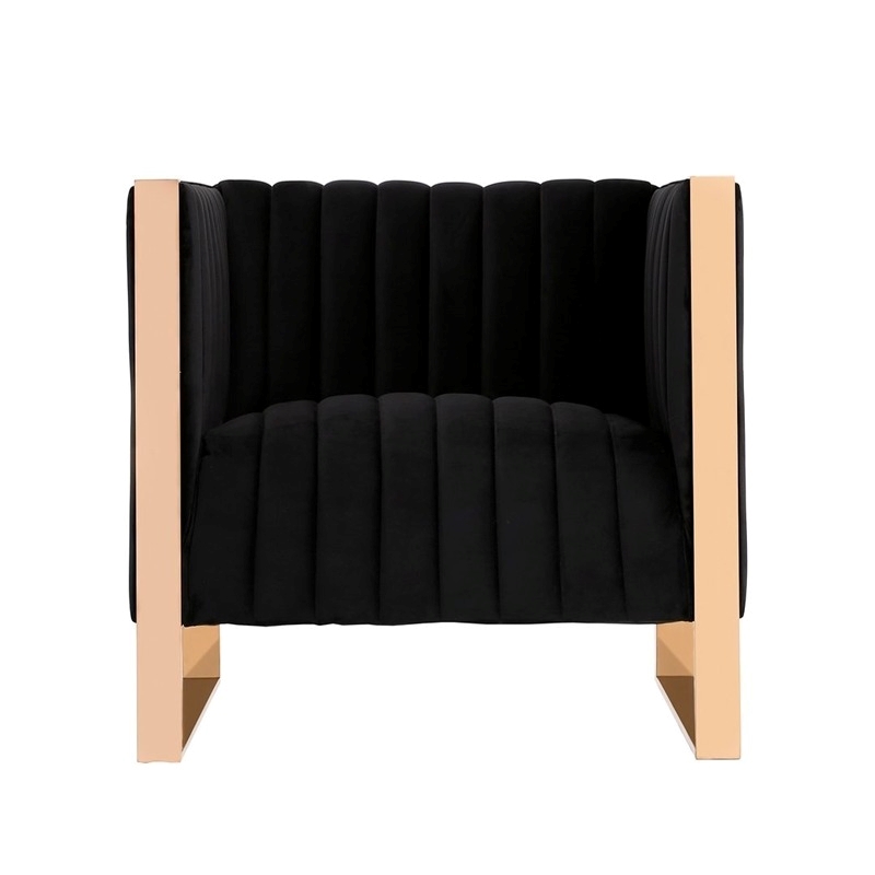 Eden Home 3-Piece Contemporary Velvet Sofa Set in Black/Rose Gold