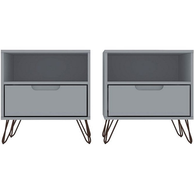 Eden Home 1-Drawer Contemporary Wood Nightstand in White (Set of 2)