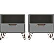 Eden Home 1-Drawer Contemporary Wood Nightstand in Off White/Natural (Set of 2)