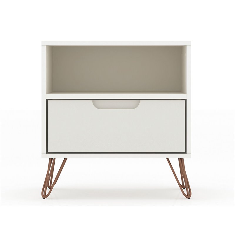 Eden Home 1-Drawer Contemporary Wood Nightstand in Off White (Set of 2)