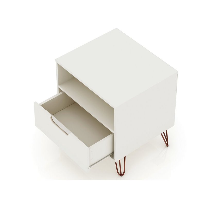 Eden Home 1-Drawer Contemporary Wood Nightstand in Off White (Set of 2)
