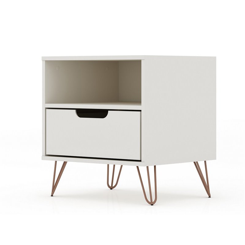 Eden Home 1-Drawer Contemporary Wood Nightstand in Off White (Set of 2)