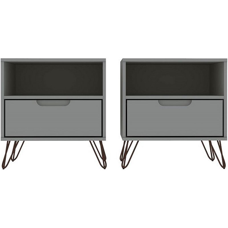 Eden Home 1-Drawer Contemporary Wood Nightstand in Off White (Set of 2)