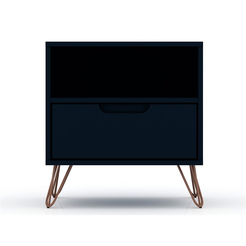 Eden Home 1-Drawer Contemporary Wood Nightstand in Blue (Set of 2)